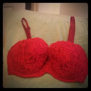 Victoria's Secret red lace push-up bra